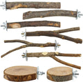 Ensemble de 8 perchoirs et plateformes en bois naturel pour oiseaux